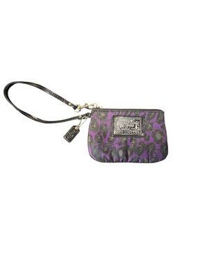 Coach Poppy Rare Purple Leopard Glitter Wristlet | EUC